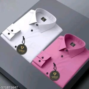 men premium cotton formal shirt (white / pink)
